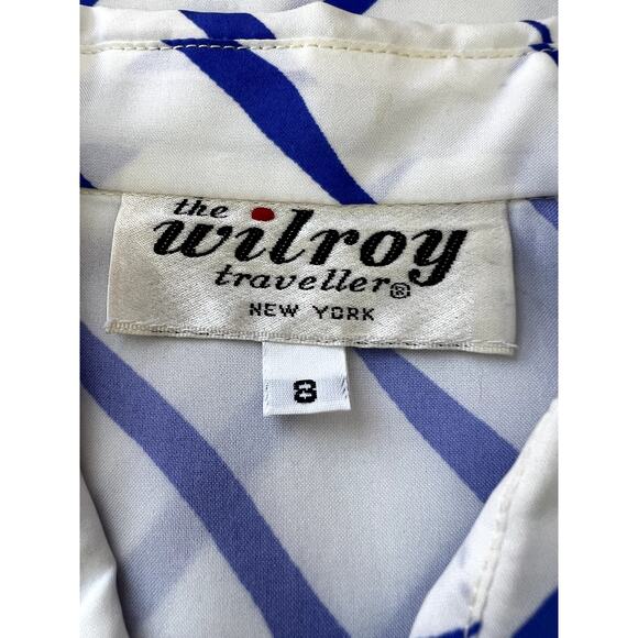 Vintage The Wilroy Traveller White & Blue Stripes Long Sleeve Button Up Blouse 8 - Picture 7 of 10